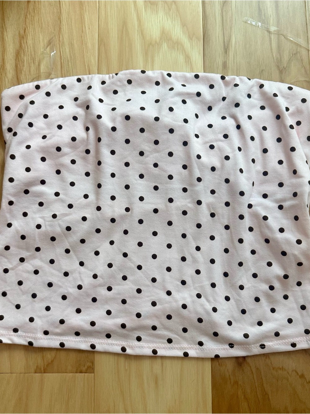 Electric Behavior pink and brown polka dot tube strapless y2k top